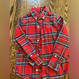 Vineyard Vines Red Plaid Kids Button Down Shirt